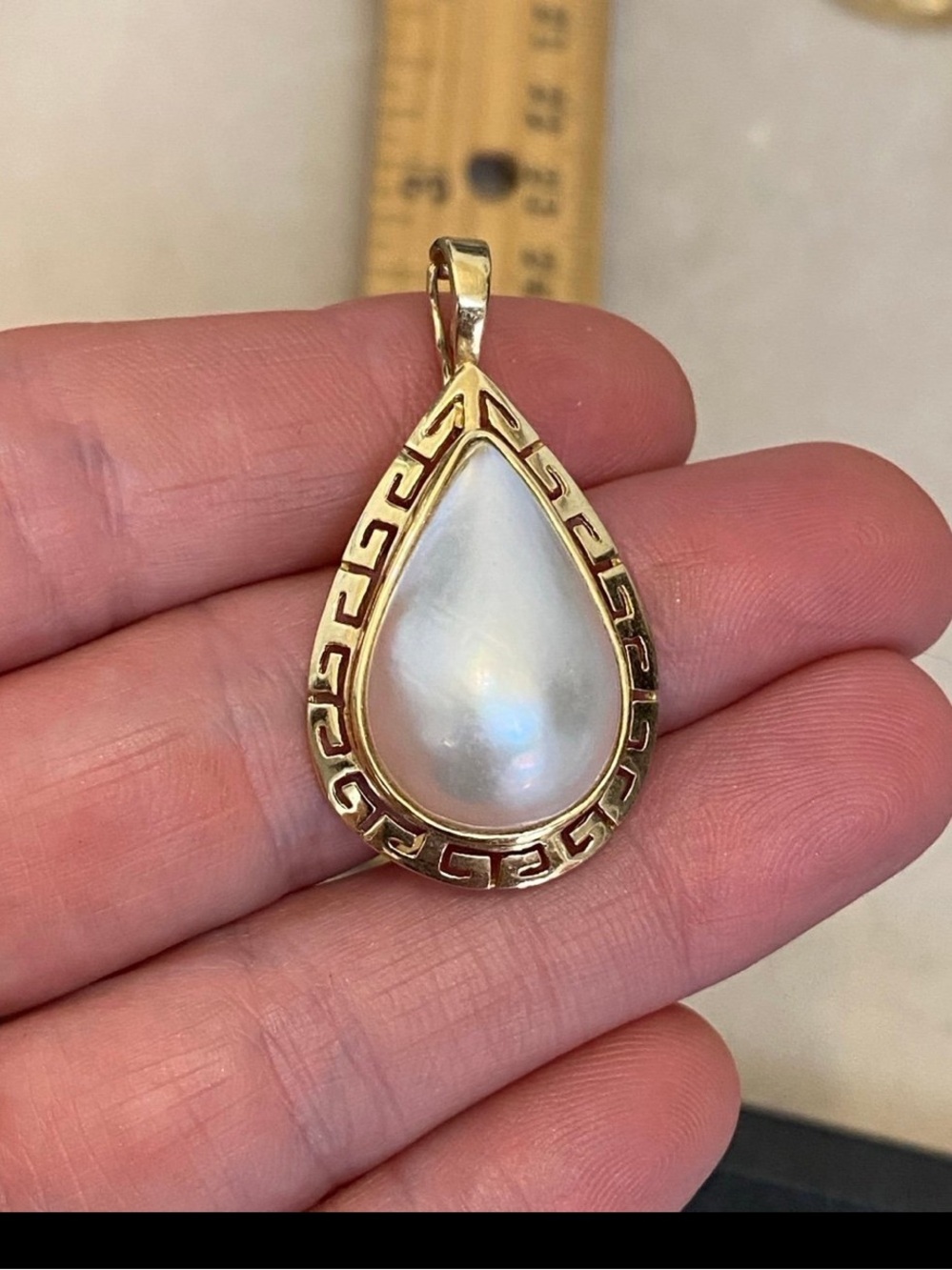 14K Yellow Gold Mabe Pearl Enhancer Pendant 585